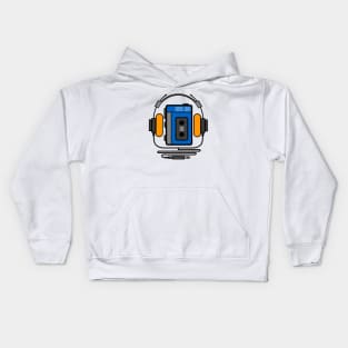 Retro 80s 90s walkman cassette tape player with headphones Kids Hoodie